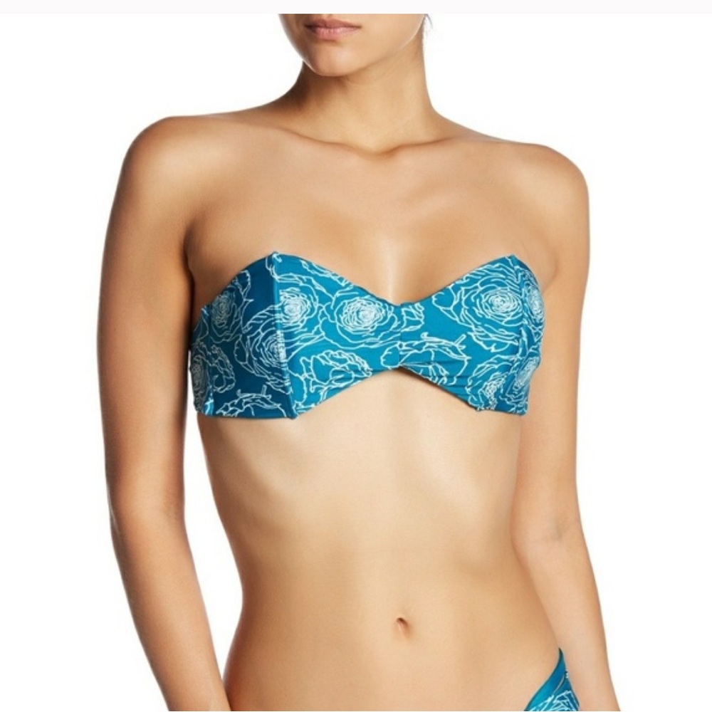 NWT: RVCA Teal Floral Bikini Top
